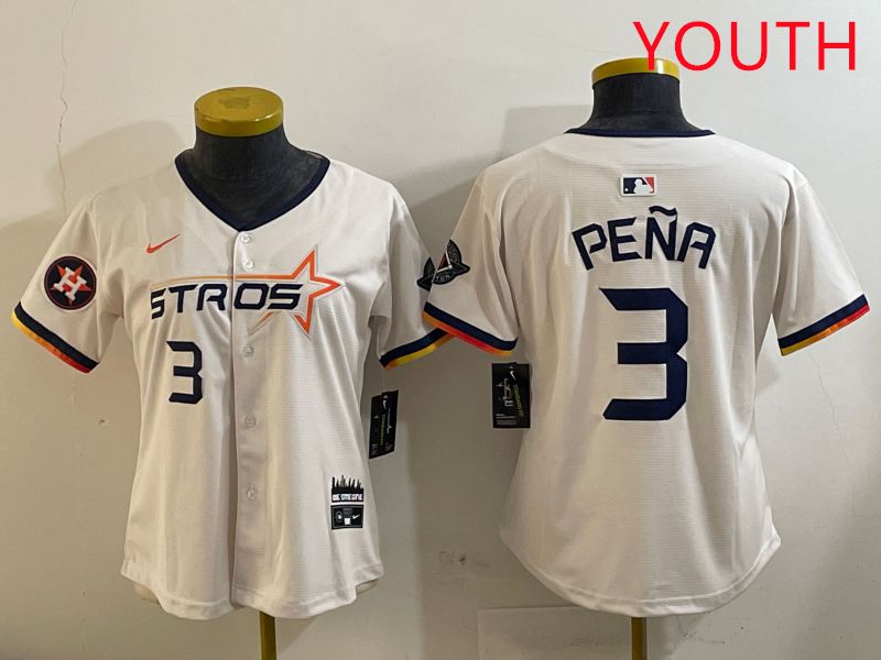 Youth Houston Astros 3 Pena Cream Three generations Joint Name 2025 Nike MLB Jersey style 4102